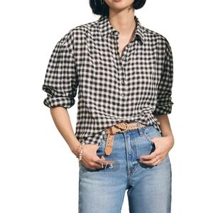 FAHERTY | Ollie Top Black White Windowpane Shirt Organic Cotton XS